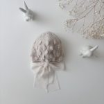 Hand-Knitted Baby Alpaca Bonnet – Light Brown Popcorn Design