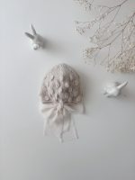Hand Knitted Baby Alpaca Bonnet – Light Brown, Photo Prop