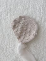 Hand Knitted Baby Alpaca Bonnet – Light Brown, Photo Prop - Image 6
