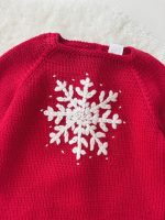 Knit Merino Baby Romper and Bonnet Set – Red Snowflake Outfit - Image 4