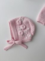 Embroidered Merino Baby Romper and Bonnet – Newborn Photo Prop Set - Image 5
