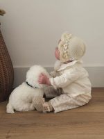 Hand Knitted Baby Girl Bonnet – Cream Merino Wool, Newborn Prop - Image 5