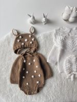 Merino Wool Deer Romper and Bonnet Set – Baby Christmas Outfit - Image 7