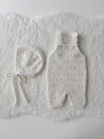 Baby Alpaca Romper and Bonnet Set - Cream Photography Prop - Image 4
