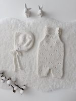 Baby Alpaca Romper and Bonnet Set - Cream Photography Prop - Image 3