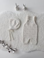 Baby Alpaca Romper and Bonnet Set - Cream Photography Prop