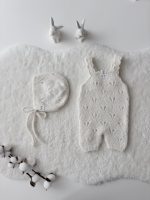 Baby Alpaca Romper and Bonnet Set - Cream Photography Prop - Image 8