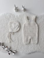 Baby Alpaca Romper and Bonnet Set - Cream Photography Prop - Image 6