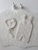 Baby Alpaca Romper and Bonnet Set - Cream Photography Prop - Image 7