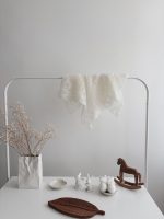 Hand Knitted Cream mohair Baby Blanket – 80x70 cm - Image 4