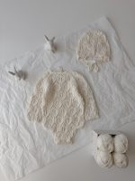 Cotton Knit Baby Romper Set – Cream Bonnet