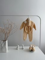Knit Alpaca Baby Bunny Outfit – Bonnet & Booties Set - Image 9