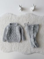 0-3 months Sweater & Pants Cable Knit Baby Outfit - Image 2