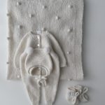 NEWBORN size Hospital Baby Set - Alpaca Blanket Long Legs Romper Booties and Bonnet