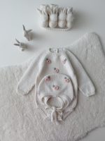 Hand Knit Merino Baby Romper and Bonnet Set – Embroidery - Image 6
