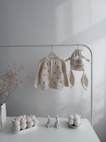 9-12 months Embroidered Baby Cardigan and Bonnet Set – Cream Alpaca Knit - Easter outfit - Image 14