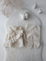 Baby Girl Alpaca Silk Set – Cream Ruffle Cardigan & Pants - Image 5