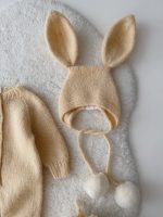 Knit Alpaca Baby Bunny Outfit – Bonnet & Booties Set - Image 13