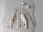9-12 months Embroidered Baby Cardigan and Bonnet Set – Cream Alpaca Knit - Easter outfit - Image 6