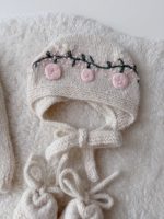 Baby Girl Alpaca Romper Set – Knit Outfit with Bonnet & Booties - Image 2