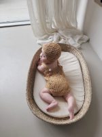 Cotton Knit Baby Romper & Bonnet Set – Sleeveless Summer Outfit - Image 2
