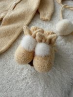Knit Alpaca Baby Bunny Outfit – Bonnet & Booties Set - Image 5