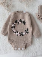 Merino Baby Romper and Bonnet Set – Embroidery - Image 2