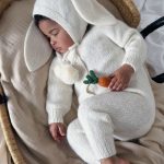 Set of 2 - Alpaca Knit Bunny Romper and Bunny Bonnet