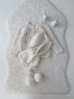 9-12 months Embroidered Baby Cardigan and Bonnet Set – Cream Alpaca Knit - Easter outfit - Image 9