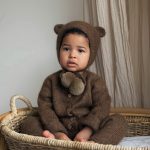 Set of 2 Baby Alpaca Bear Bonnet & Romper Set – Brown