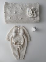 NEWBORN size Hospital Baby Set - Alpaca Blanket Long Legs Romper Booties and Bonnet - Image 4