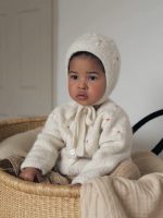 Embroidered Baby Cardigan and Bonnet Set – Cream Alpaca Knit - Image 5