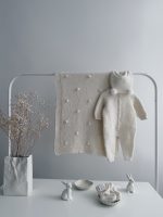 NEWBORN size Hospital Baby Set - Alpaca Blanket Long Legs Romper Booties and Bonnet - Image 11