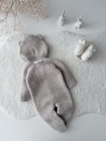 Baby Alpaca Knit Romper with Hood –  Bear Romper - Image 4