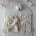 Baby Girl Alpaca Silk Set – Cream Ruffle Cardigan & Pants