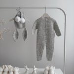 0-3 months Alpaca Silk Knit Bunny Romper Set – Romper and Bunny Bonnet