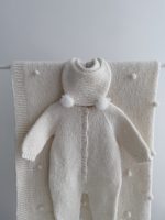 NEWBORN size Hospital Baby Set - Alpaca Blanket Long Legs Romper Booties and Bonnet - Image 12