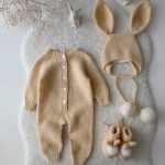 0-3 months Knit Alpaca Baby Bunny Outfit – Bonnet & Booties Set