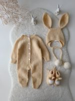 Knit Alpaca Baby Bunny Outfit – Bonnet & Booties Set
