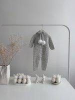 0-3 months Alpaca Silk Knit Bunny Romper Set – Romper and Bunny Bonnet - Image 3