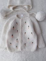 9-12 months Embroidered Baby Cardigan and Bonnet Set – Cream Alpaca Knit - Easter outfit - Image 3