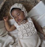 Set of 3 Baby Girl Romper Bonnet and Booties Set - Image 2