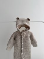 Baby Alpaca Knit Romper with Hood –  Bear Romper - Image 3
