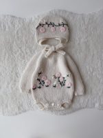 Baby Girl Alpaca Romper Set – Knit Outfit with Bonnet & Booties - Image 10