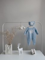 0-3 months Angora Baby Romper and Bonnet – Christmas Outfit - Snowflake embroidery - Image 8