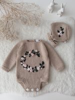 Merino Baby Romper and Bonnet Set – Embroidery - Image 6