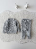 0-3 months Sweater & Pants Cable Knit Baby Outfit