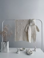 NEWBORN size Hospital Baby Set - Alpaca Blanket Long Legs Romper Booties and Bonnet - Image 10