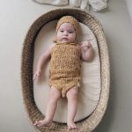 Cotton Knit Baby Romper & Bonnet Set – Sleeveless Summer Outfit