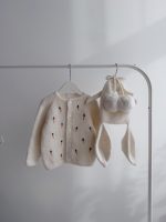 9-12 months Embroidered Baby Cardigan and Bonnet Set – Cream Alpaca Knit - Easter outfit - Image 13